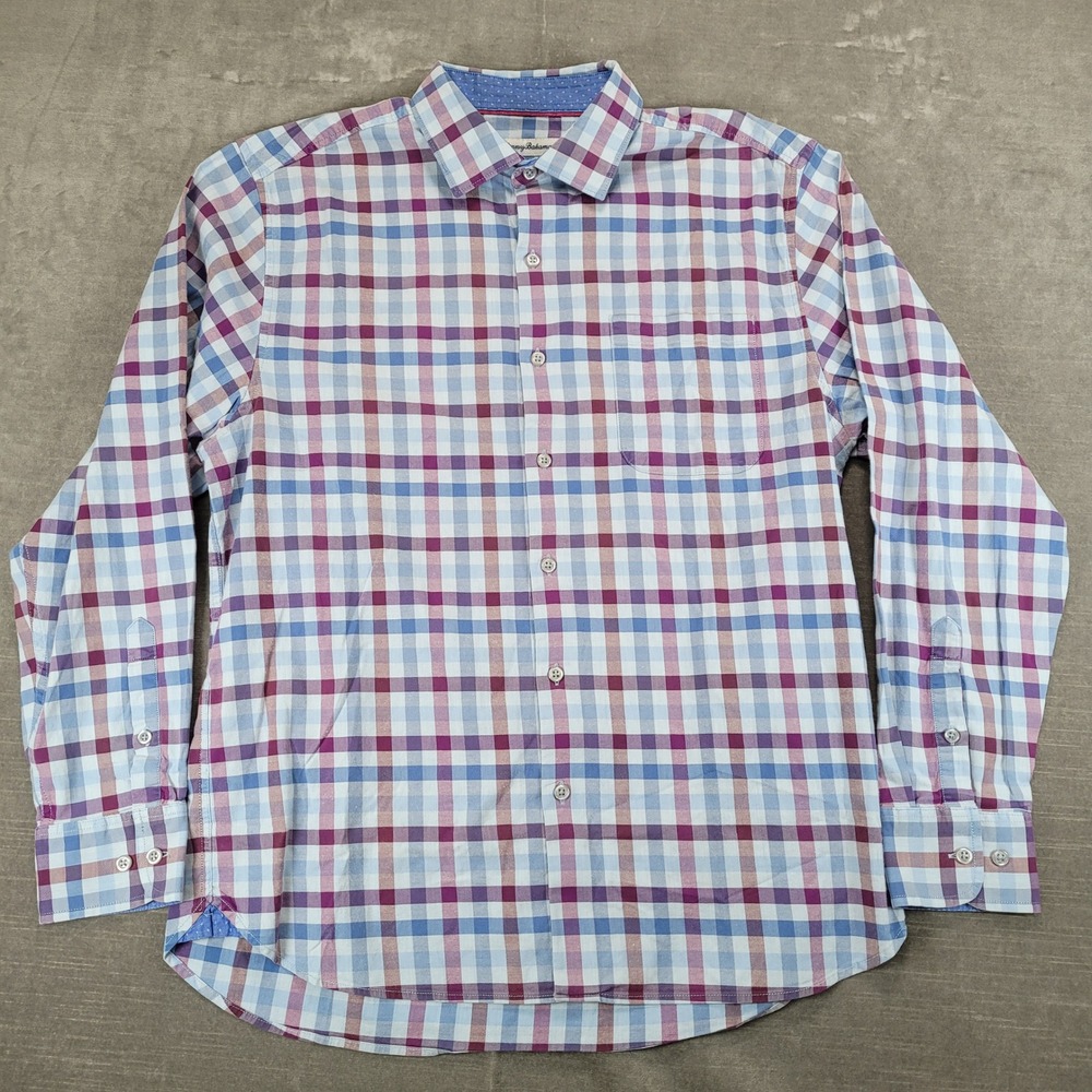 Tommy Bahama Mens Long Sleeve Plaid‎ Button Down Shirt Size Medium
